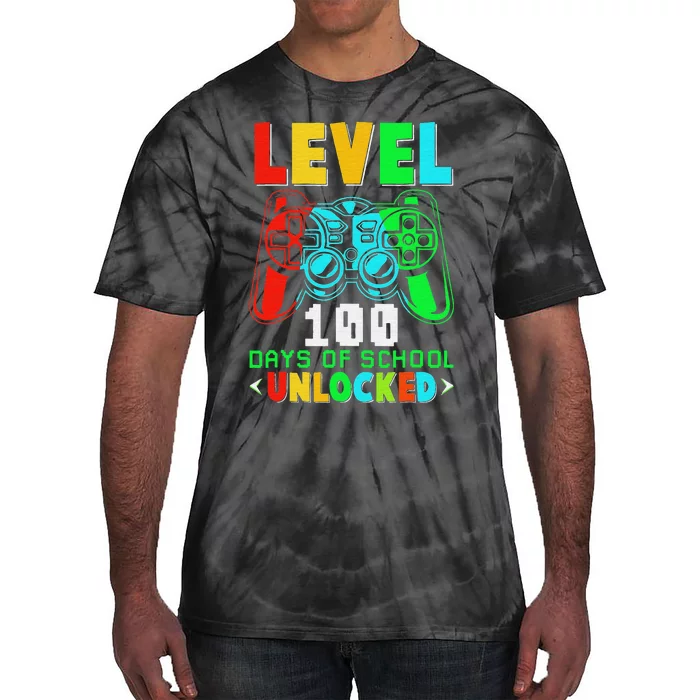 Level 100 Days Of School Unlocked Gamer funny Video Games Tie-Dye T-Shirt