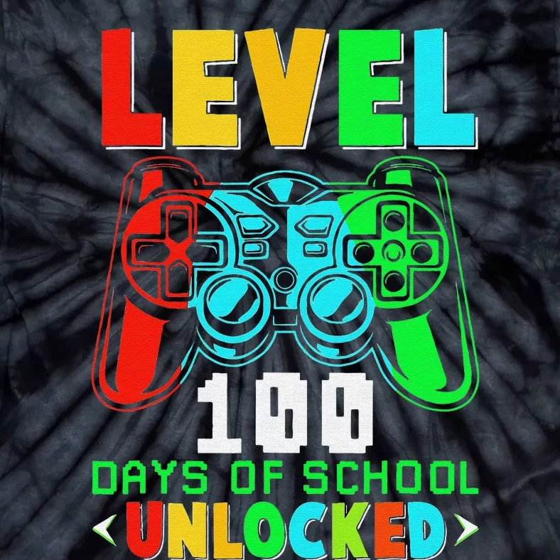 Level 100 Days Of School Unlocked Gamer funny Video Games Tie-Dye T-Shirt