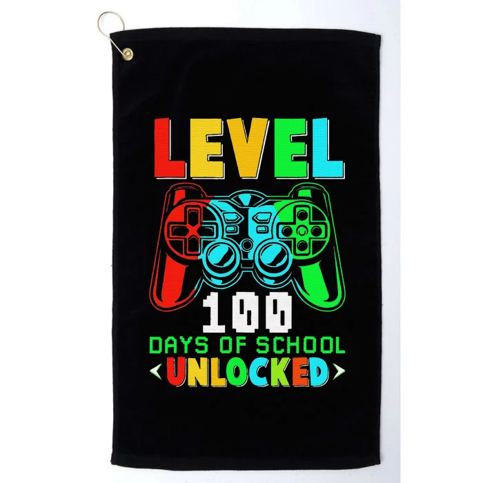 Level 100 Days Of School Unlocked Gamer funny Video Games Platinum Collection Golf Towel