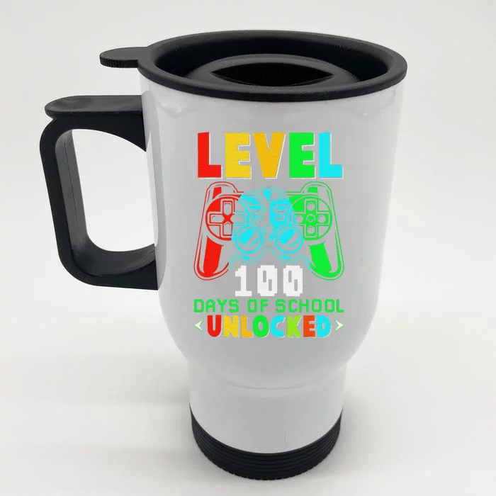 Level 100 Days Of School Unlocked Gamer funny Video Games Front & Back Stainless Steel Travel Mug