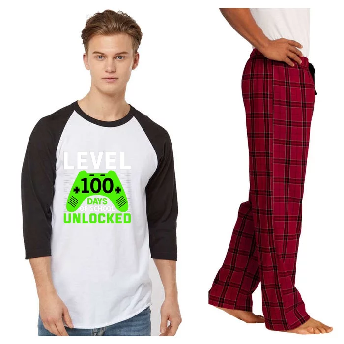 Level 100 Days Of School Unlocked Gamer Video Games Boys Raglan Sleeve Pajama Set