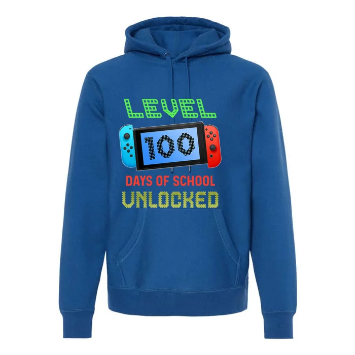 Level 100 Day Of School Unlocked Gaming Smarter Gamer Gift Premium Hoodie