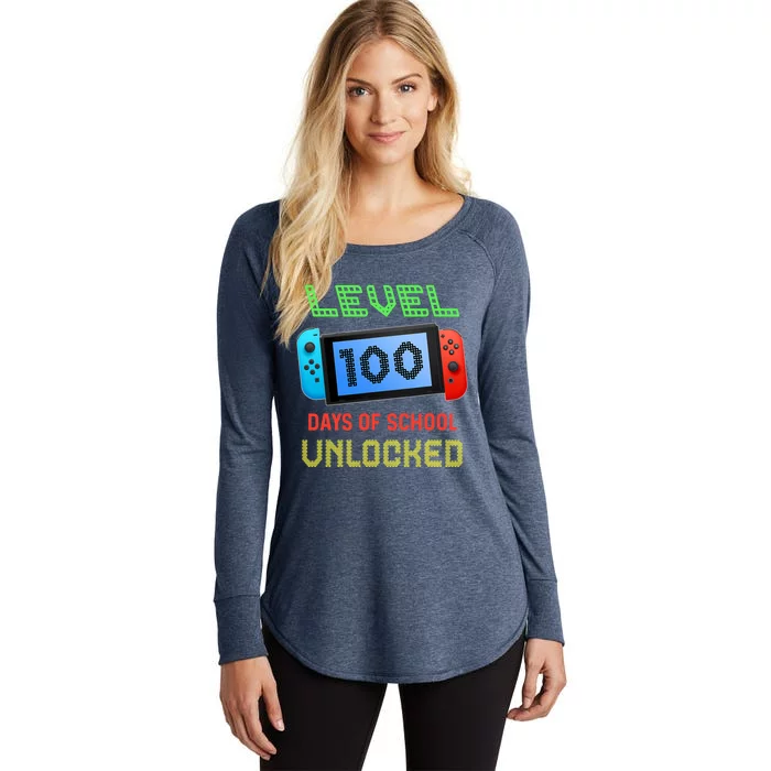 Level 100 Day Of School Unlocked Gaming Smarter Gamer Gift Women's Perfect Tri Tunic Long Sleeve Shirt