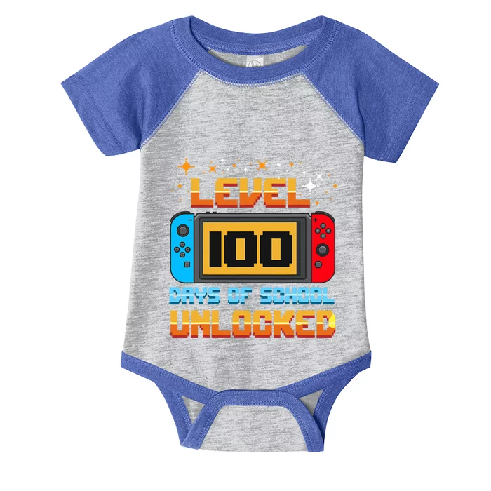 Level 100 Days Of School Unlocked Gamer Infant Baby Jersey Bodysuit