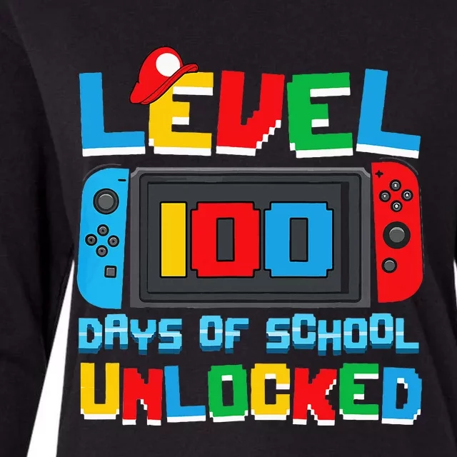 Level 100 Days Of School Unlocked Video Games Womens Cotton Relaxed Long Sleeve T-Shirt