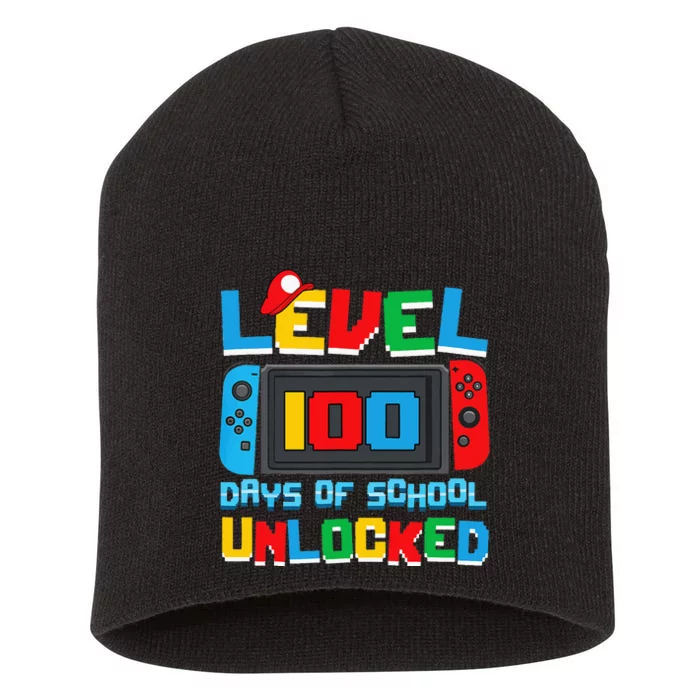 Level 100 Days Of School Unlocked Video Games Short Acrylic Beanie