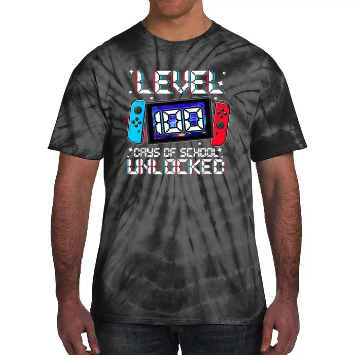 Level 100 Days Of School Unlocked Gamer Video Games Tie-Dye T-Shirt