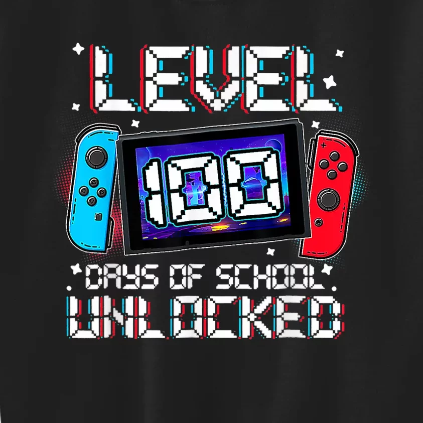 Level 100 Days Of School Unlocked Gamer Video Games Kids Sweatshirt