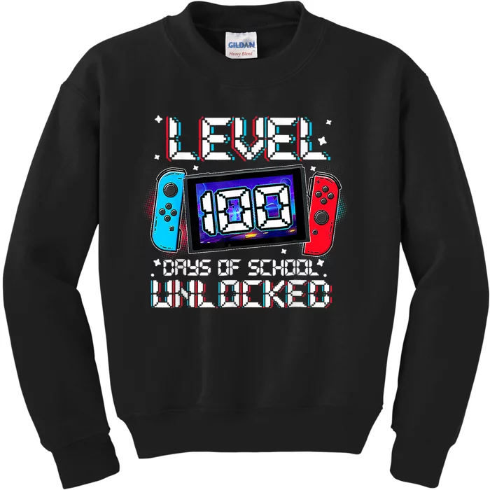 Level 100 Days Of School Unlocked Gamer Video Games Kids Sweatshirt