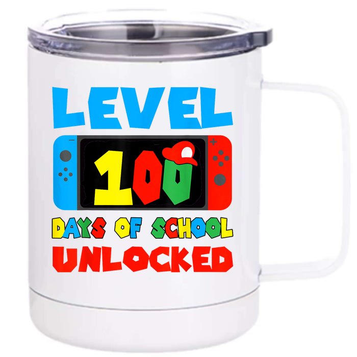 Level 100 Days Of School Unlocked Video Games Gamer Front & Back 12oz Stainless Steel Tumbler Cup