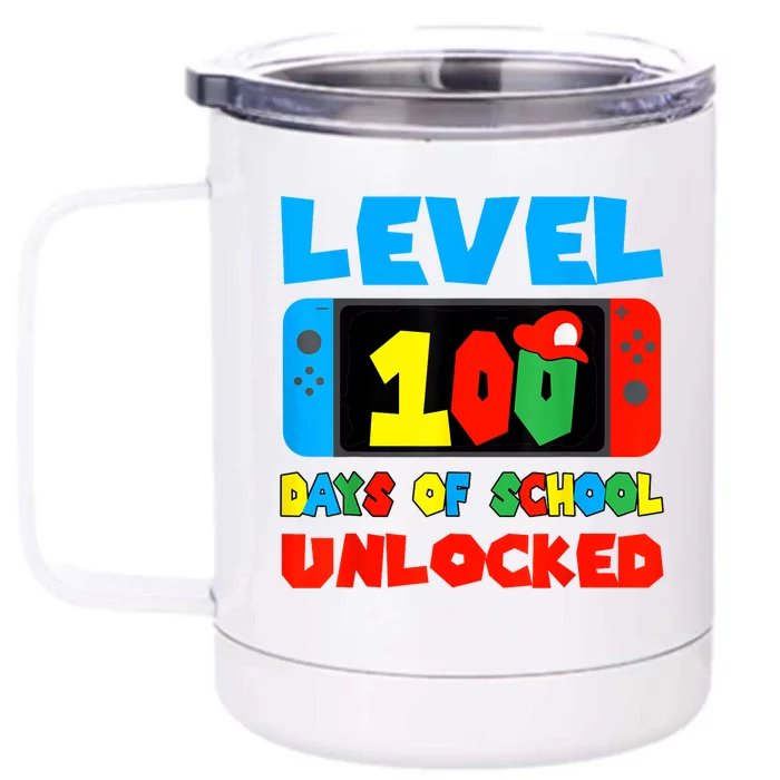 Level 100 Days Of School Unlocked Video Games Gamer Front & Back 12oz Stainless Steel Tumbler Cup