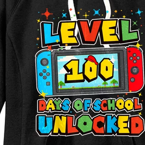 Level 100 Days Of School Unlocked Boy S Gamer Video Games Women's Fleece Hoodie