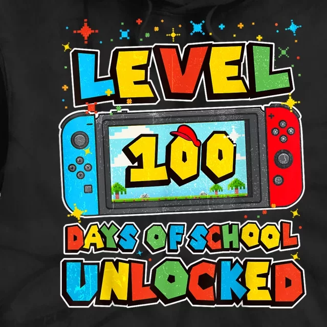 Level 100 Days Of School Unlocked Boy S Gamer Video Games Tie Dye Hoodie