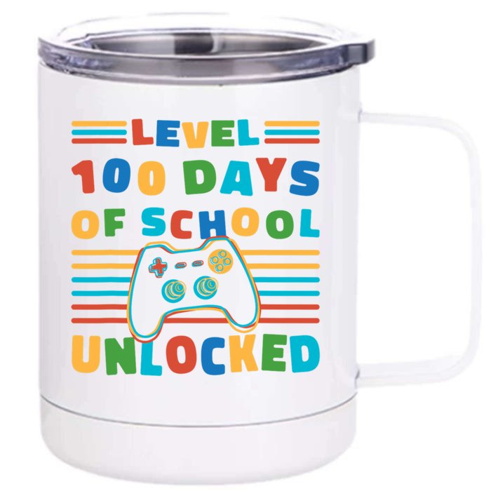 Level 100 Days Of School Unlocked Retro 100th Day Of School Gift Front & Back 12oz Stainless Steel Tumbler Cup