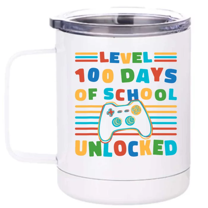 Level 100 Days Of School Unlocked Retro 100th Day Of School Gift Front & Back 12oz Stainless Steel Tumbler Cup