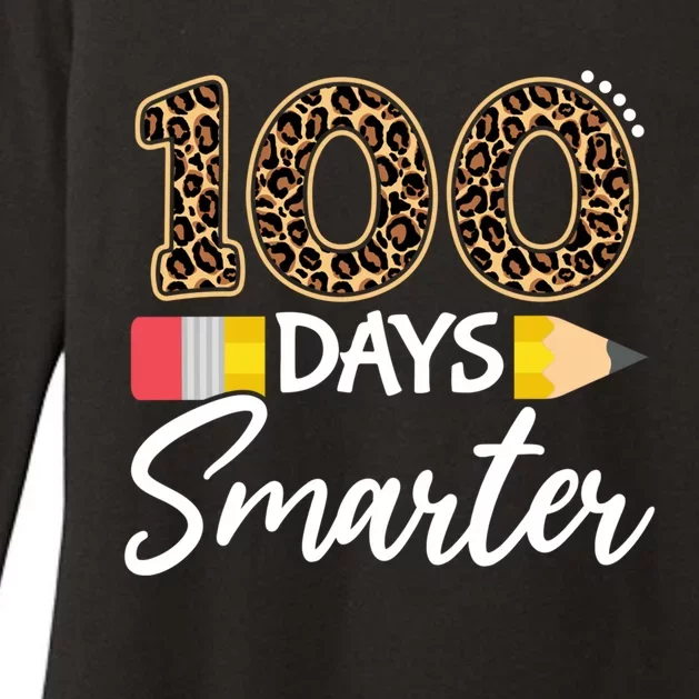 Leopard 100 Days Smarter Teacher Student 100th Day Of School Gift Womens CVC Long Sleeve Shirt