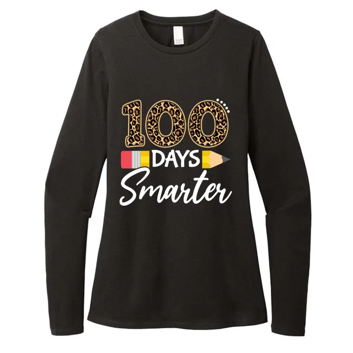 Leopard 100 Days Smarter Teacher Student 100th Day Of School Gift Womens CVC Long Sleeve Shirt