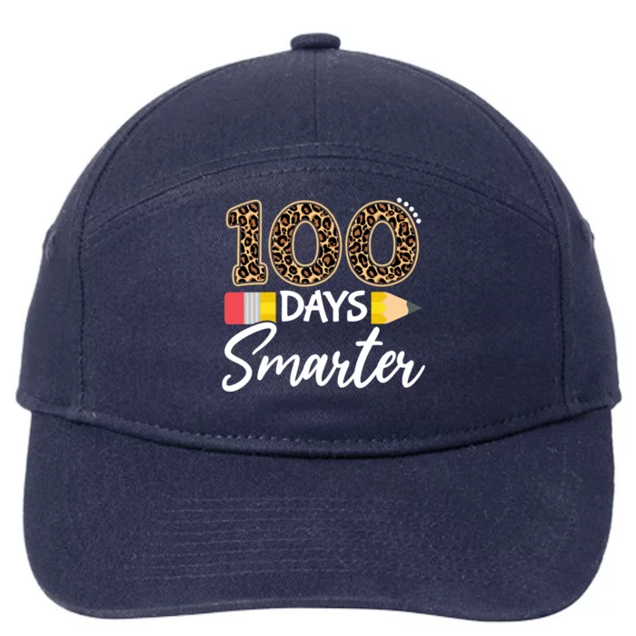 Leopard 100 Days Smarter Teacher Student 100th Day Of School Gift 7-Panel Snapback Hat