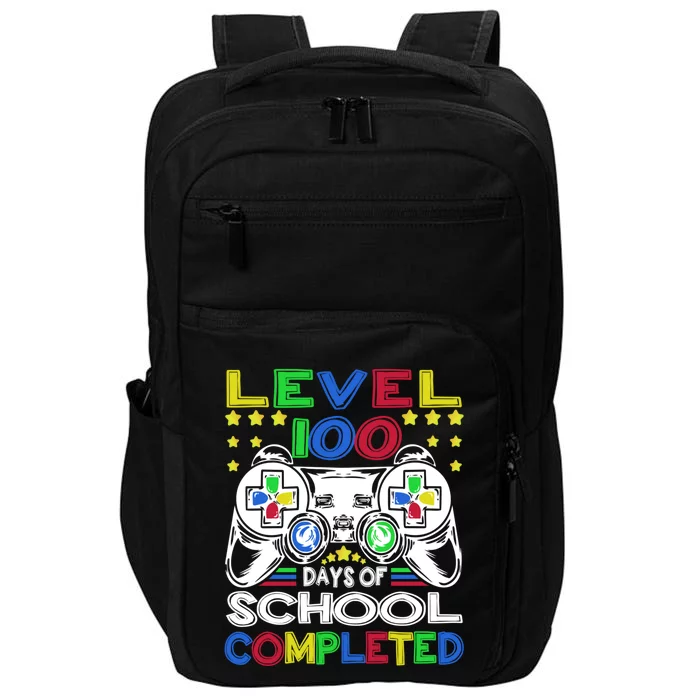 Level 100 Days Of School Completed 100th Day Gamer Boys Kids Impact Tech Backpack