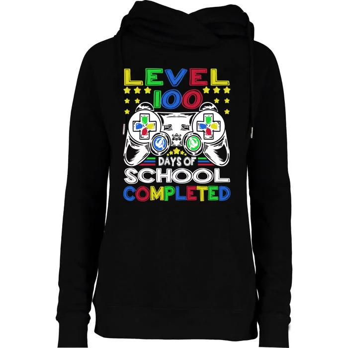 Level 100 Days Of School Completed 100th Day Gamer Boys Kids Womens Funnel Neck Pullover Hood