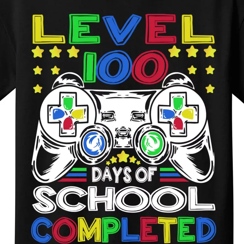 Level 100 Days Of School Completed 100th Day Gamer Boys Kids Kids T-Shirt