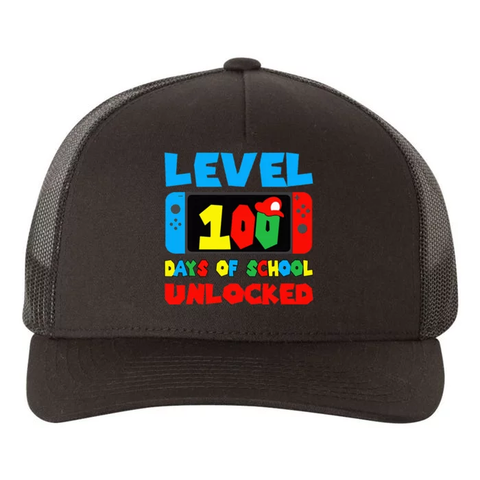 Level 100 Days Of School Unlocked Video Games Gamer Yupoong Adult 5-Panel Trucker Hat