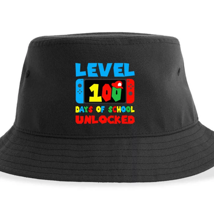 Level 100 Days Of School Unlocked Video Games Gamer Sustainable Bucket Hat