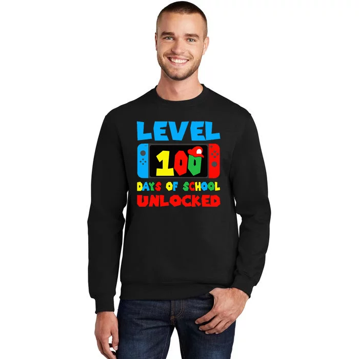 Level 100 Days Of School Unlocked Video Games Gamer Tall Sweatshirt