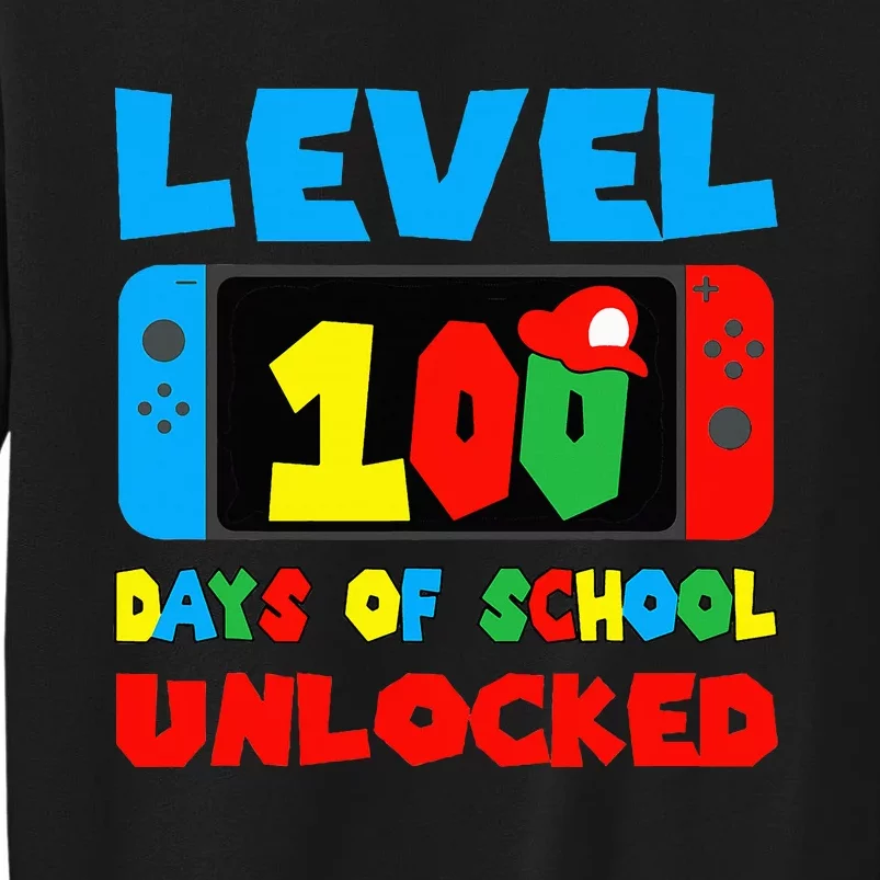 Level 100 Days Of School Unlocked Video Games Gamer Tall Sweatshirt