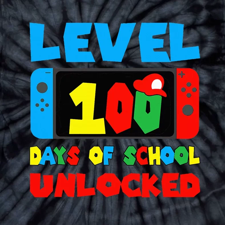 Level 100 Days Of School Unlocked Video Games Gamer Tie-Dye T-Shirt