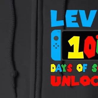 Level 100 Days Of School Unlocked Video Games Gamer Full Zip Hoodie