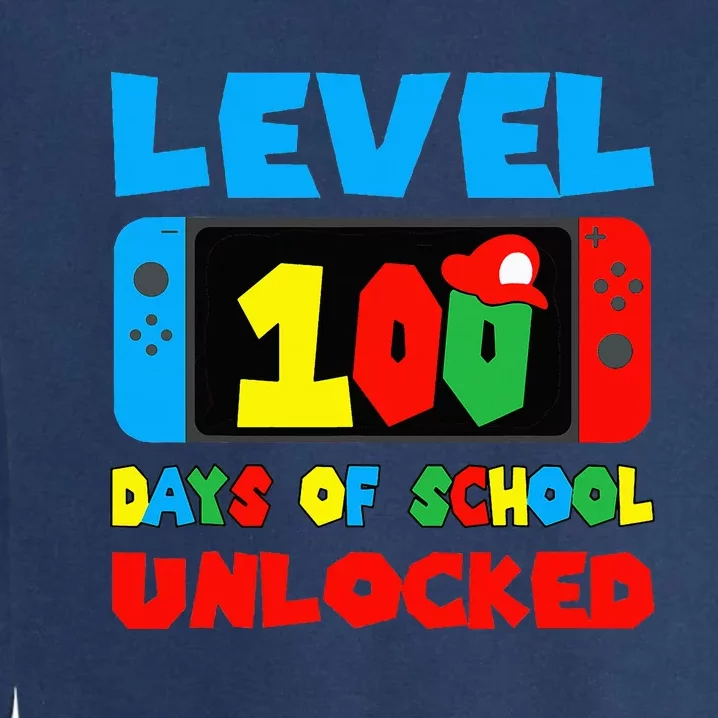 Level 100 Days Of School Unlocked Video Games Gamer Garment-Dyed Sweatshirt