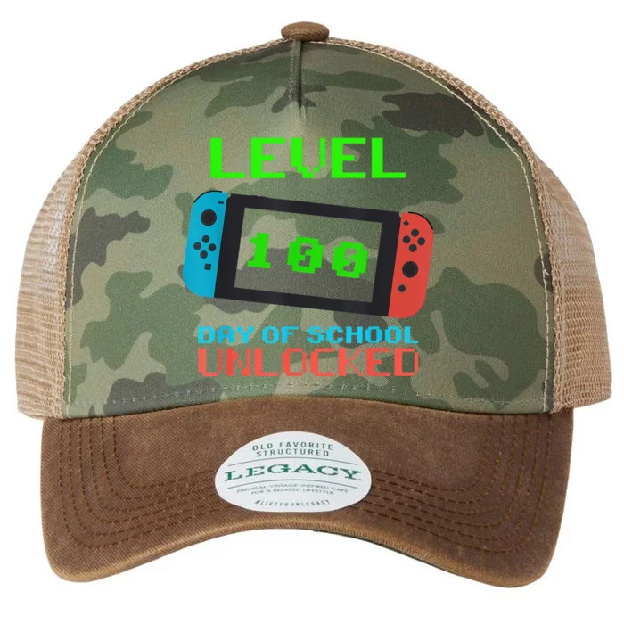 Level 100 Days Of School Unlocked Gamer Video Games Legacy Tie Dye Trucker Hat