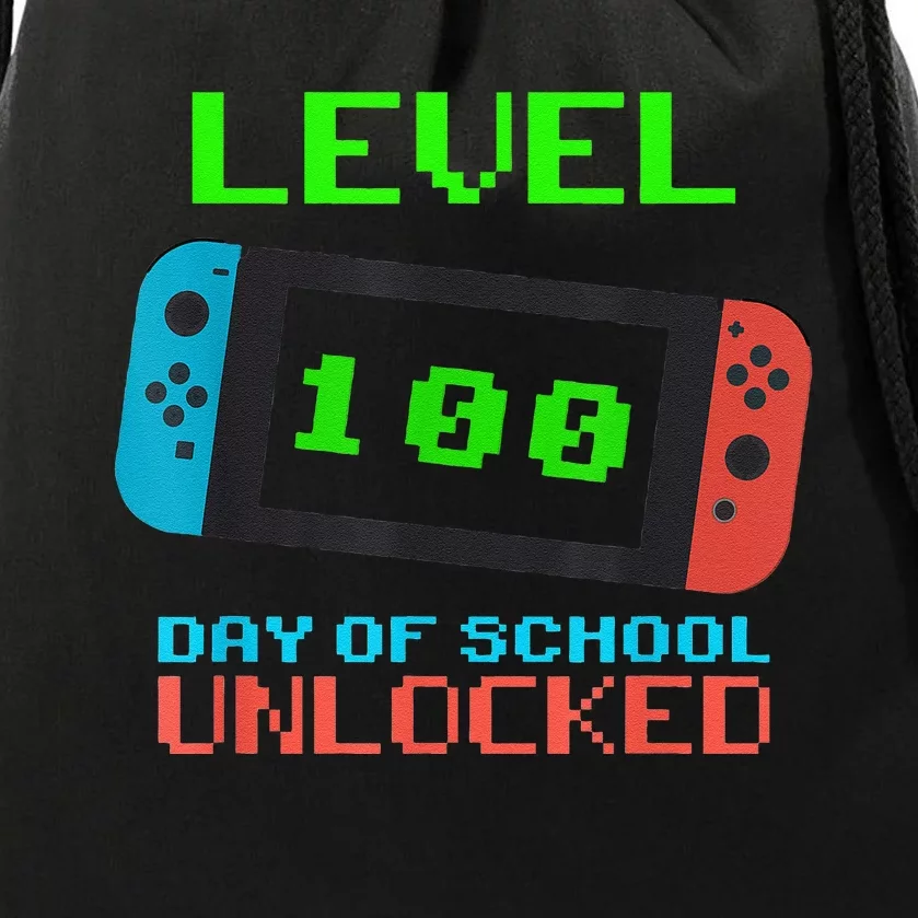 Level 100 Days Of School Unlocked Gamer Video Games Drawstring Bag