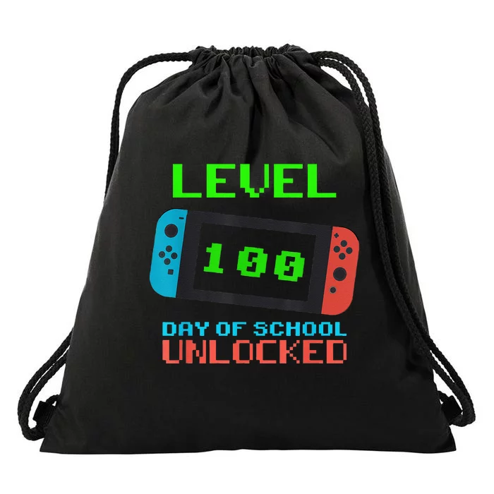 Level 100 Days Of School Unlocked Gamer Video Games Drawstring Bag