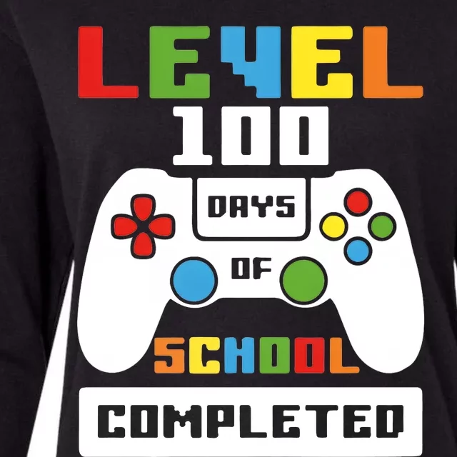 Level 100 Days Of School Completed Game Lover Womens Cotton Relaxed Long Sleeve T-Shirt