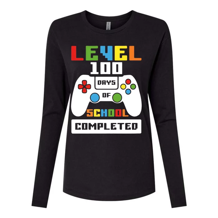 Level 100 Days Of School Completed Game Lover Womens Cotton Relaxed Long Sleeve T-Shirt