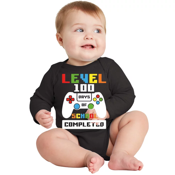 Level 100 Days Of School Completed Game Lover Baby Long Sleeve Bodysuit