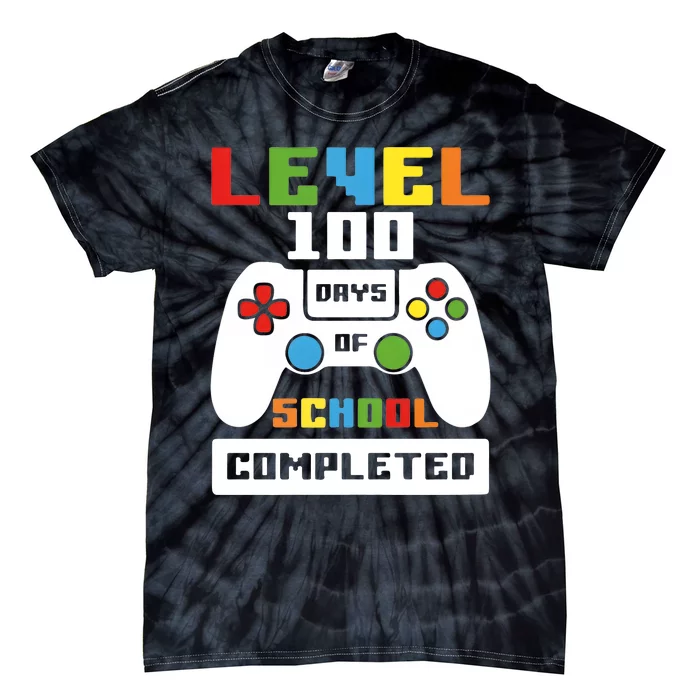 Level 100 Days Of School Completed Game Lover Tie-Dye T-Shirt