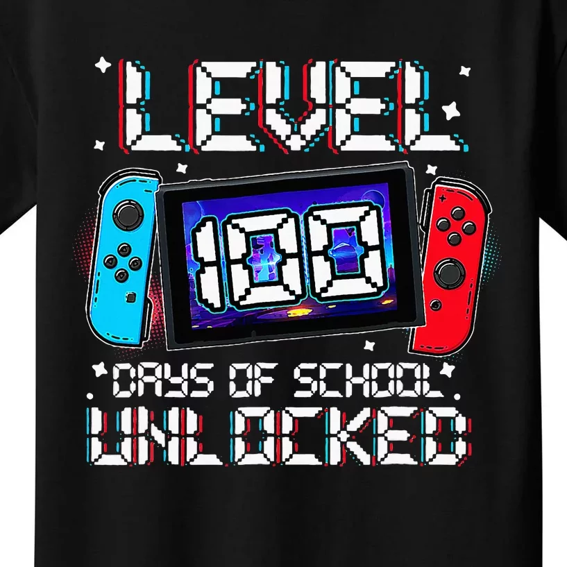 Level 100 Days Of School Unlocked Gamer Video Games Kids T-Shirt