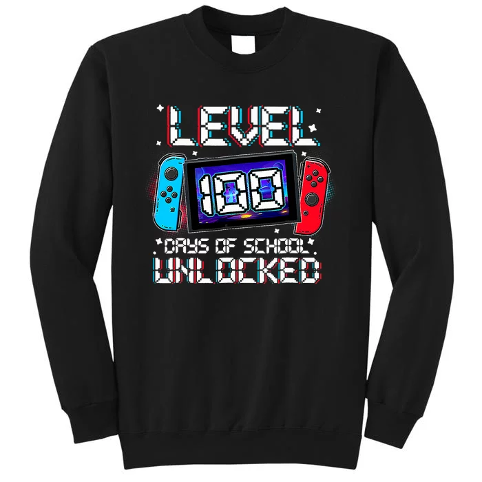 Level 100 Days Of School Unlocked Gamer Video Games Tall Sweatshirt