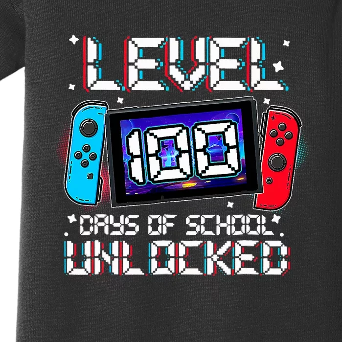 Level 100 Days Of School Unlocked Gamer Video Games Baby Bodysuit