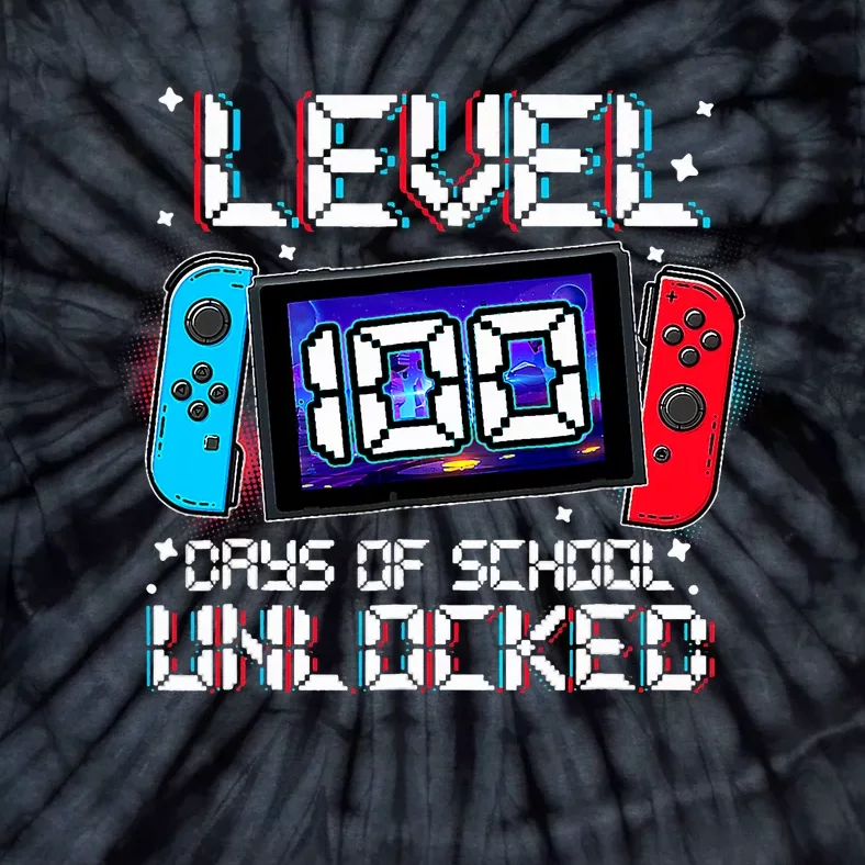 Level 100 Days Of School Unlocked Gamer Video Games Tie-Dye T-Shirt