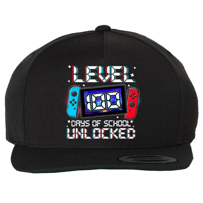 Level 100 Days Of School Unlocked Gamer Video Games Wool Snapback Cap