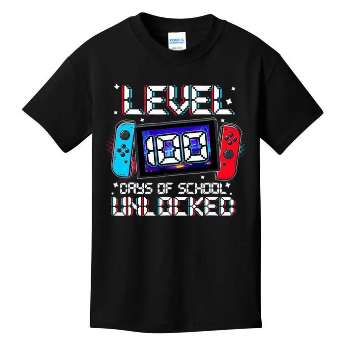 Level 100 Days Of School Unlocked Gamer Video Games Kids T-Shirt