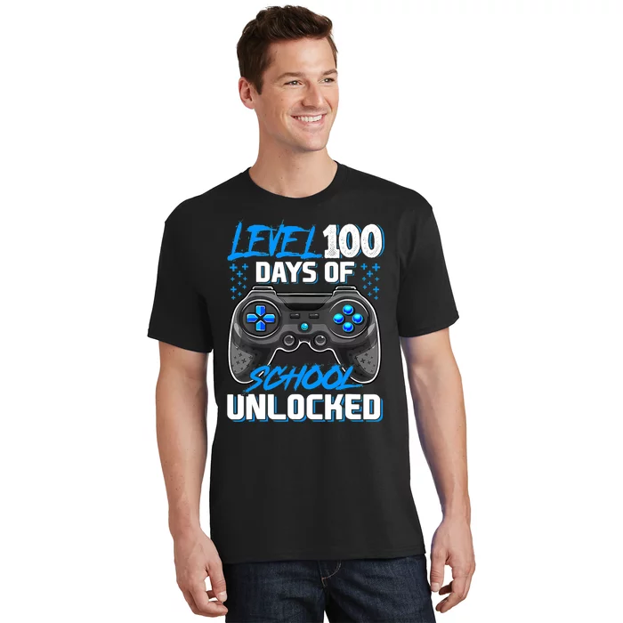 Level 100 Days Of School Unlocked Gamer Video Games Boys T-Shirt