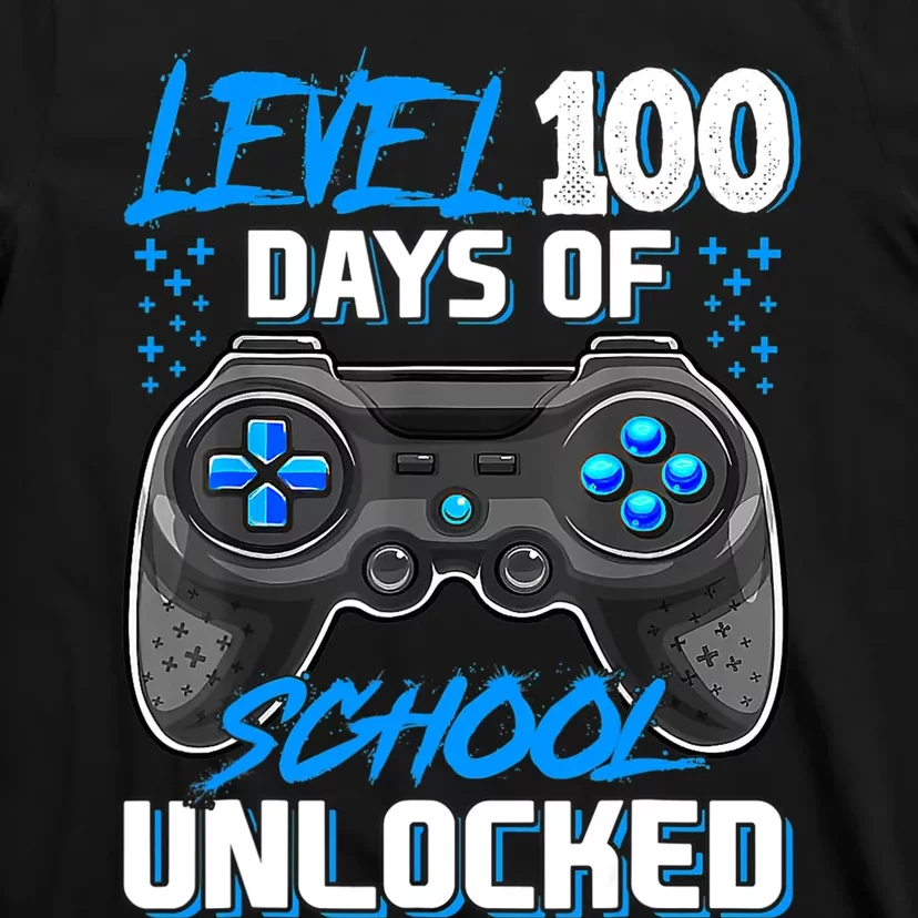 Level 100 Days Of School Unlocked Gamer Video Games Boys T-Shirt