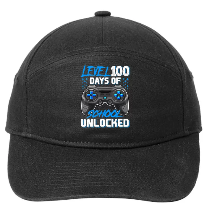 Level 100 Days Of School Unlocked Gamer Video Games Boys 7-Panel Snapback Hat