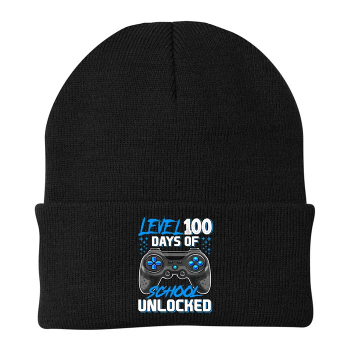 Level 100 Days Of School Unlocked Gamer Video Games Boys Knit Cap Winter Beanie