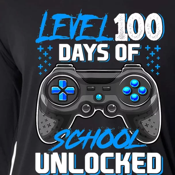 Level 100 Days Of School Unlocked Gamer Video Games Boys Cooling Performance Long Sleeve Crew